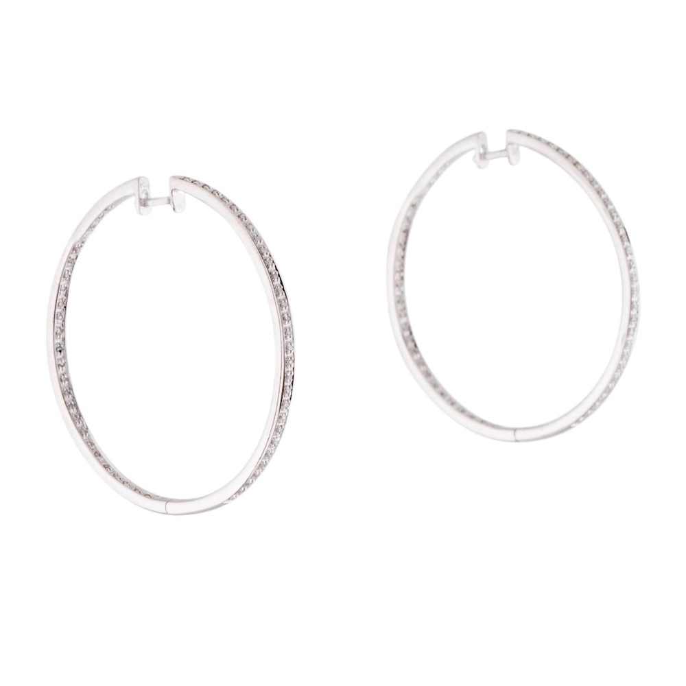 14K white Gold DIAMOND 💎 hoops - Picture 3 of 9